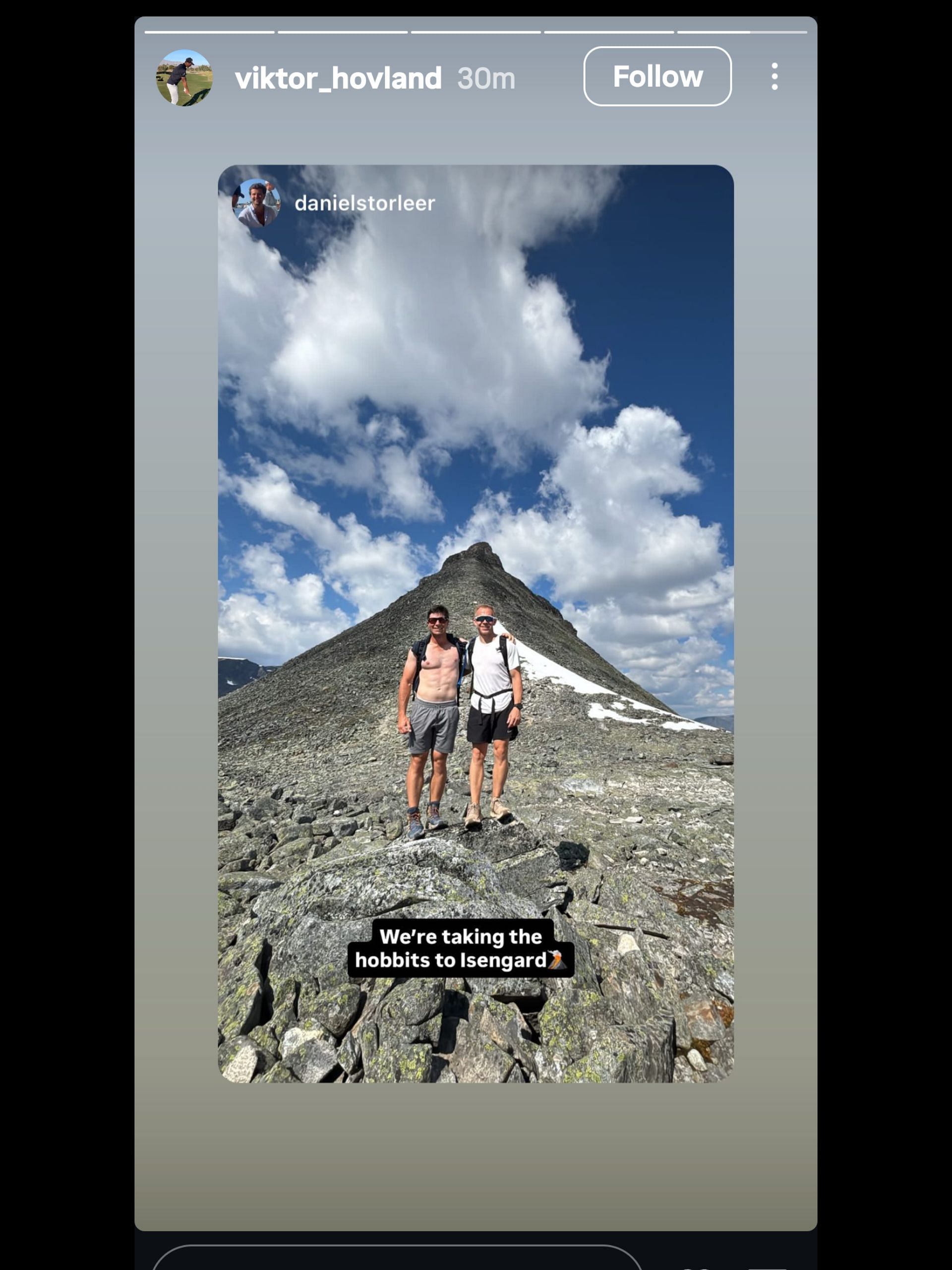 Screenshot from Hovland's Instagram story / IG: @viktor_hovland
